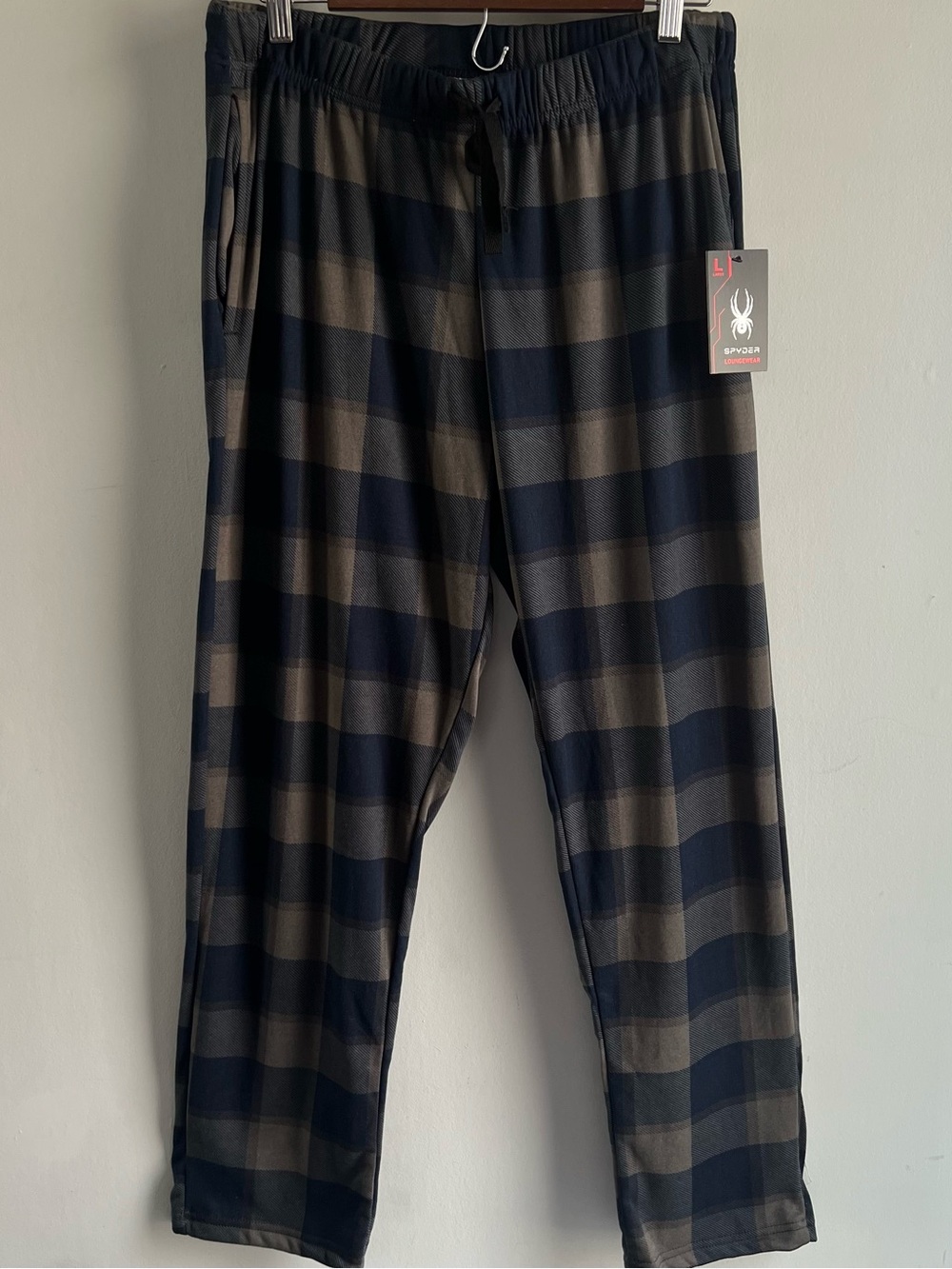 Spyder Men’s L Large Pajama Pants Plaid Lounge Sleepwear Fleece Drawstring NWT